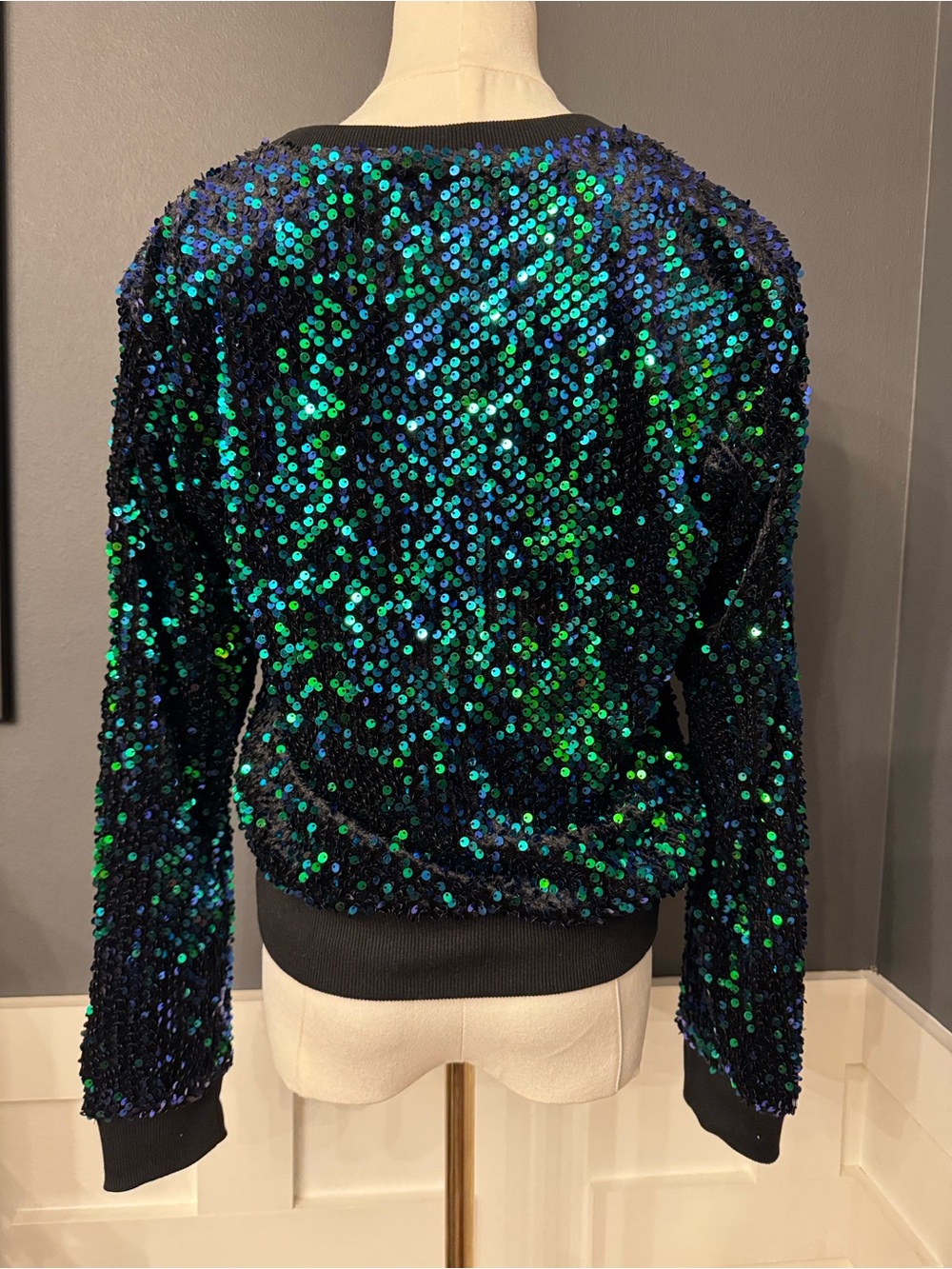 Anthropologie Sequin Velvet crew neck